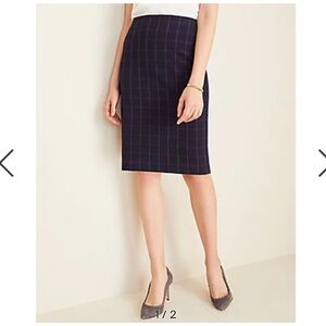 Ann Taylor navy windowpane pencil skirt